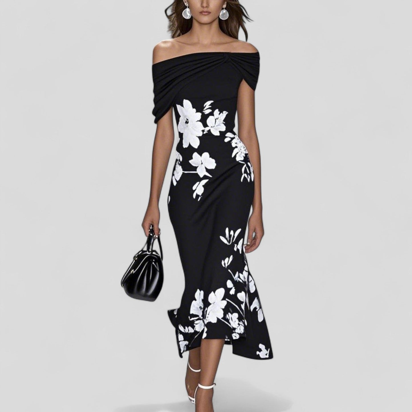 Emma | Luftiges Midikleid mit modernem Print und fließender Passform
