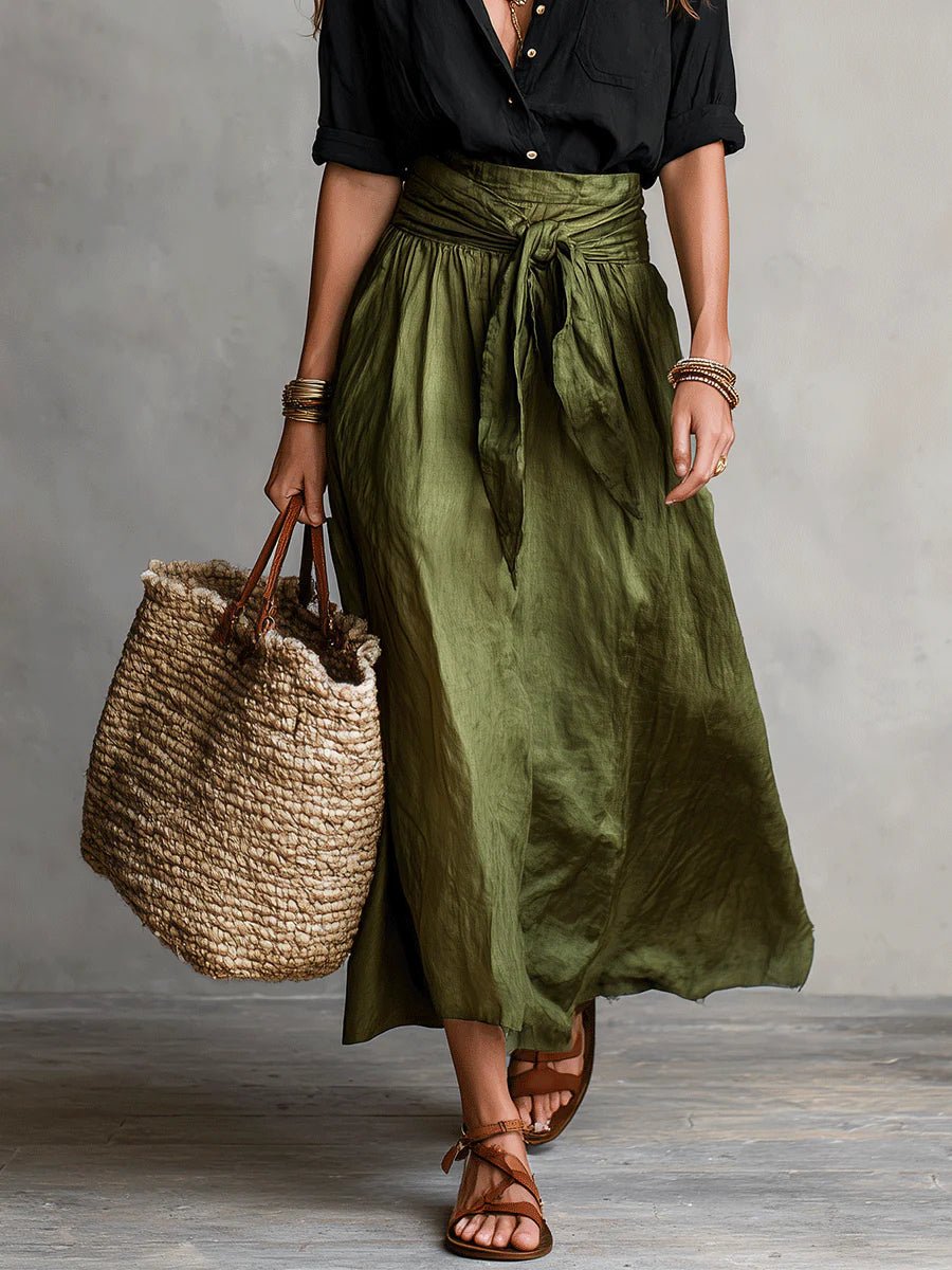 Mila | Zweiteiler mit Knopfbluse und High-Waist-Midirock