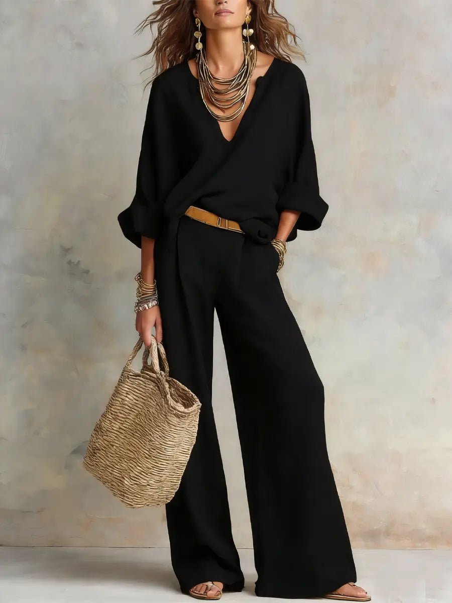 Katrin | Elegantes und lässiges Zweiteiler-Set aus Leinen für Damen