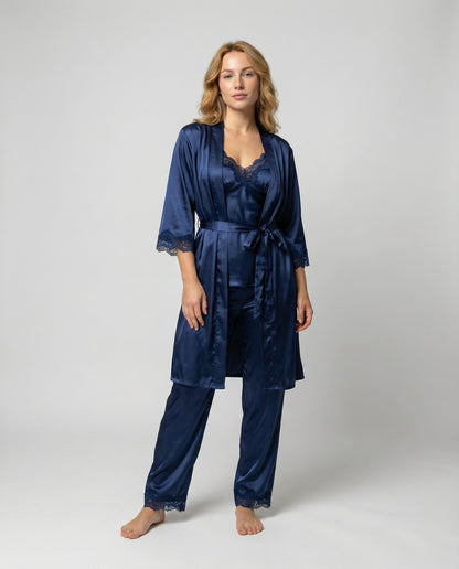 Kerstin | Luxuriöses Seidenpyjama-Set mit Kimono