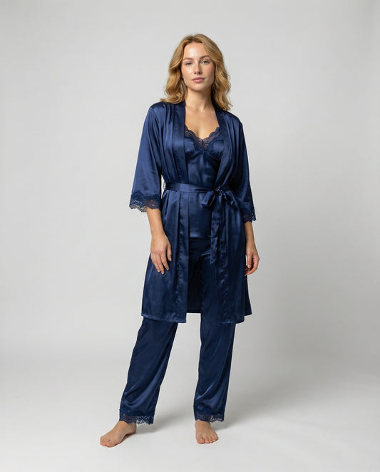 Kerstin | Luxuriöses Seidenpyjama-Set mit Kimono