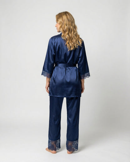 Kerstin | Luxuriöses Seidenpyjama-Set mit Kimono