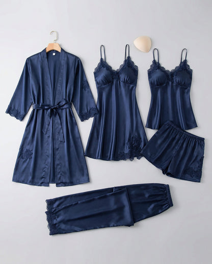 Kerstin | Luxuriöses Seidenpyjama-Set mit Kimono