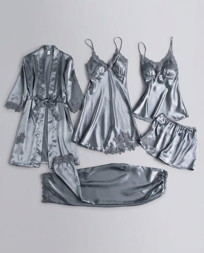 Kerstin | Luxuriöses Seidenpyjama-Set mit Kimono