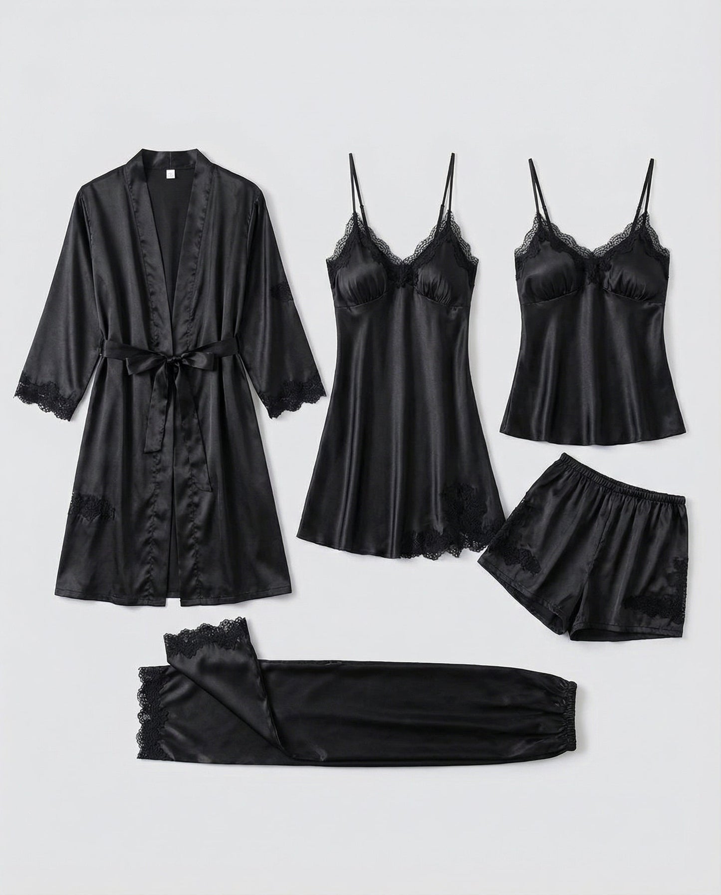 Kerstin | Luxuriöses Seidenpyjama-Set mit Kimono