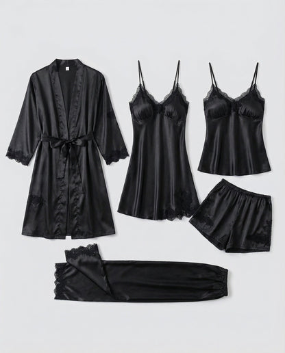 Kerstin | Luxuriöses Seidenpyjama-Set mit Kimono