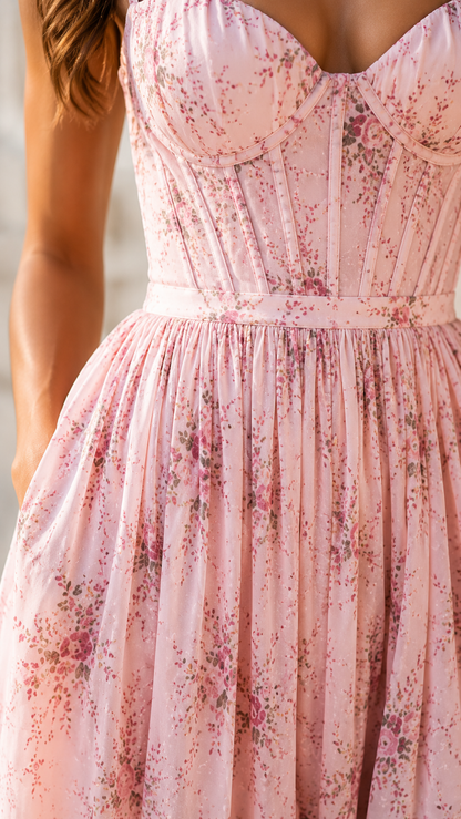 Thalia | Romantisches Floral-Maxikleid mit Beinschlitz