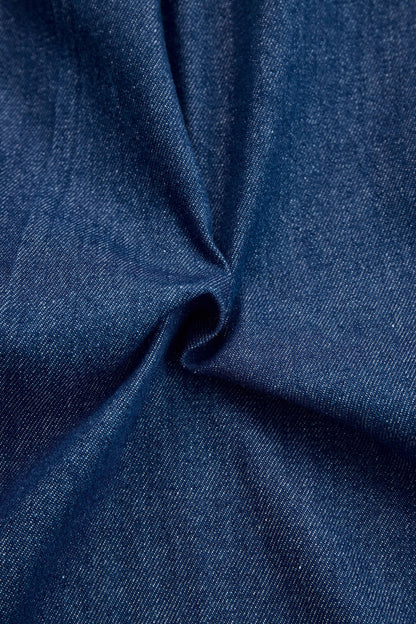 Marina | Langarm-Jumpsuit im Denim-Look mit Front-Reißverschluss und Weitem Bein