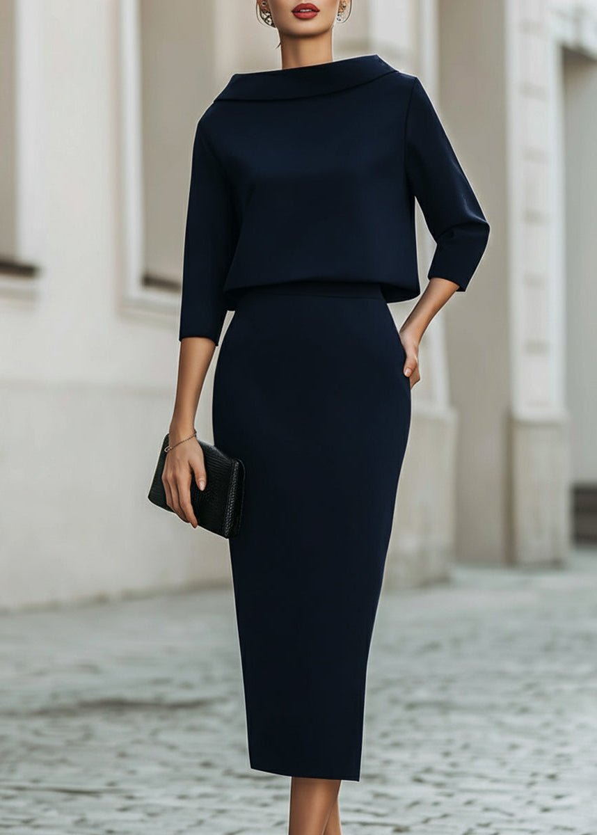 Stephanie | Elegantes zweiteiliges Crêpe-Set mit Midirock