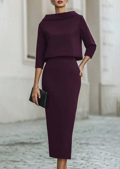 Stephanie | Elegantes zweiteiliges Crêpe-Set mit Midirock