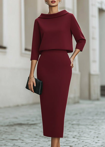 Stephanie | Elegantes zweiteiliges Crêpe-Set mit Midirock