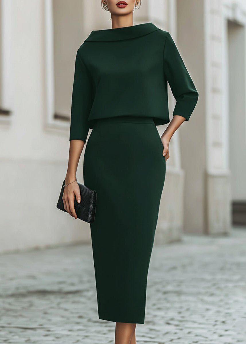 Stephanie | Elegantes zweiteiliges Crêpe-Set mit Midirock