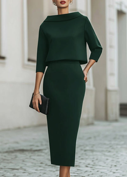 Stephanie | Elegantes zweiteiliges Crêpe-Set mit Midirock