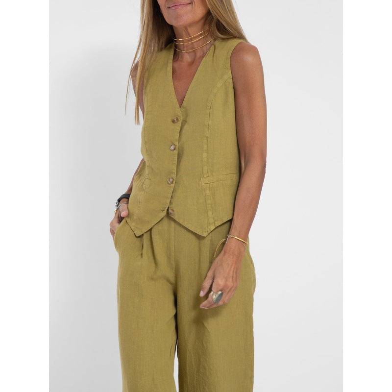 Hannah | Elegantes Und Atmungsaktives Leinenwesten-Set
