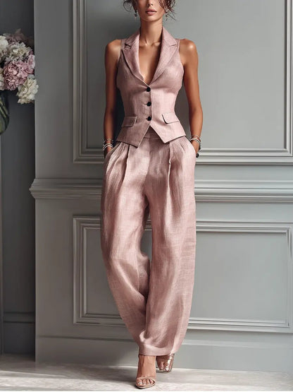 Victoria | Westen-Zweiteiler mit Revers-Weste und Plisseehose