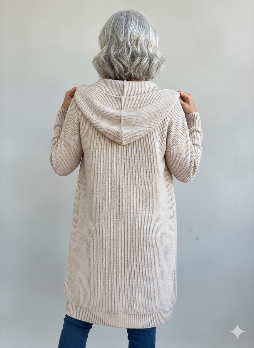 Ruby | Gemütlicher Longline-Cardigan mit Kapuze
