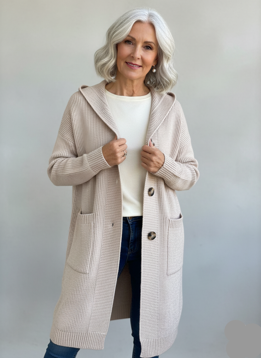 Ruby | Gemütlicher Longline-Cardigan mit Kapuze