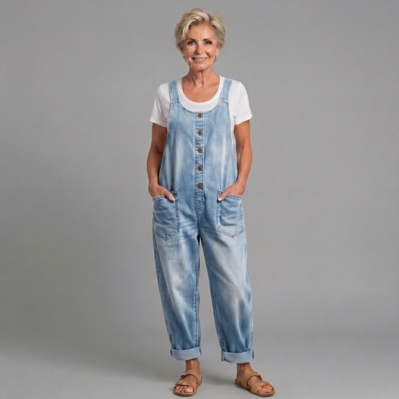 Malaga | Komfortabler Retro-Overall mit weitem Bein für jeden Tag