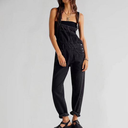 Valentina | Denim-Latzhose mit Kreuzträger und umschlagbaren Beinen
