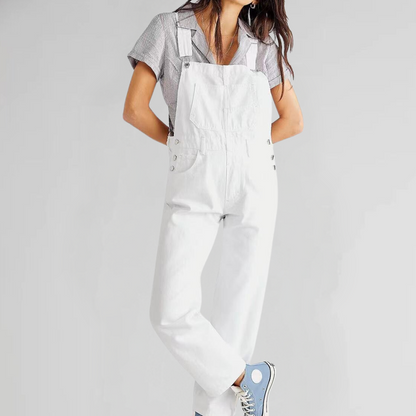Valentina | Denim-Latzhose mit Kreuzträger und umschlagbaren Beinen