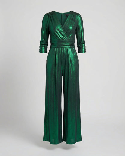 Sophia | Ärmelloser Satin-Jumpsuit mit weitem Bein