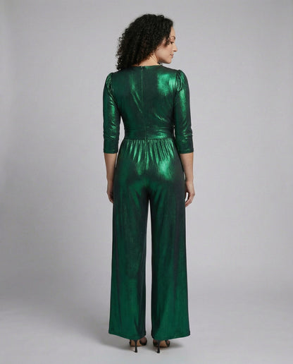 Sophia | Ärmelloser Satin-Jumpsuit mit weitem Bein