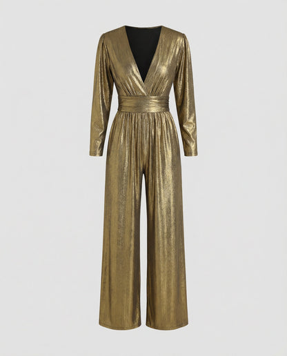 Sophia | Ärmelloser Satin-Jumpsuit mit weitem Bein