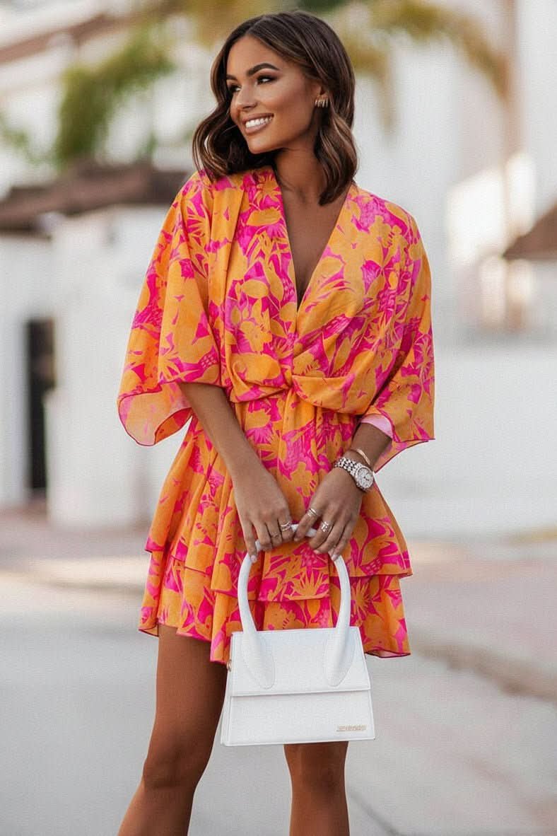 Maya | Farbenfrohes Und Luftiges Tropical-Minikleid Im Boho-Stil
