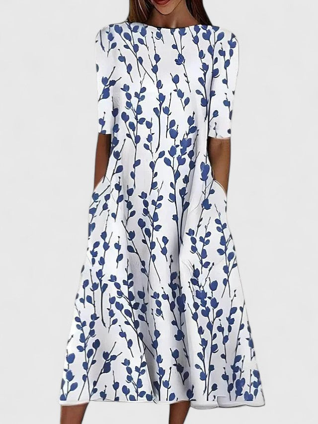 Lea | Midikleid mit sommerlichem Blumendruck und Stretch-Gewebe