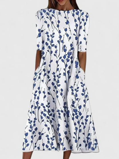 Lea | Midikleid mit sommerlichem Blumendruck und Stretch-Gewebe