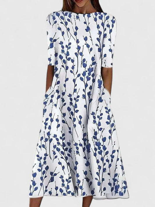 Lea | Midikleid mit sommerlichem Blumendruck und Stretch-Gewebe