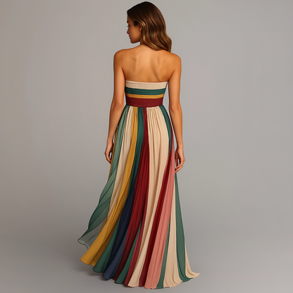 Kira | Trägerloses Sommer-Maxikleid mit Farbdruck