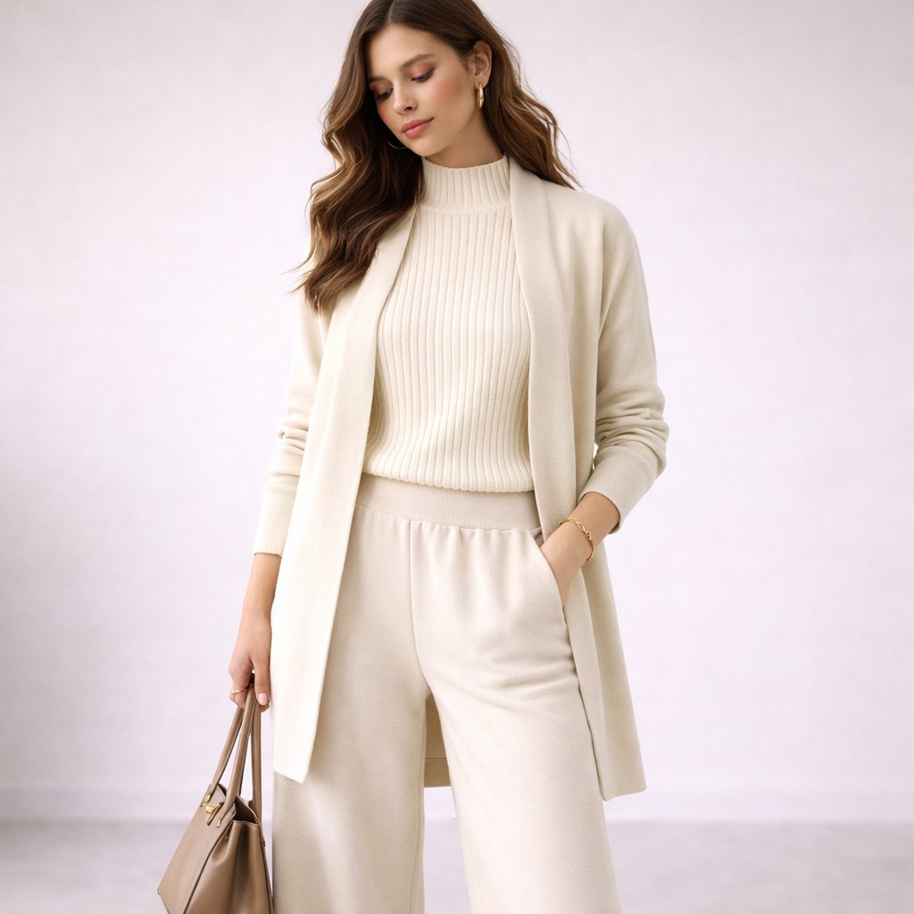 Hannah | Luxuriöses Und Elegantes Dreiteiliges Strick-Lounge-Set