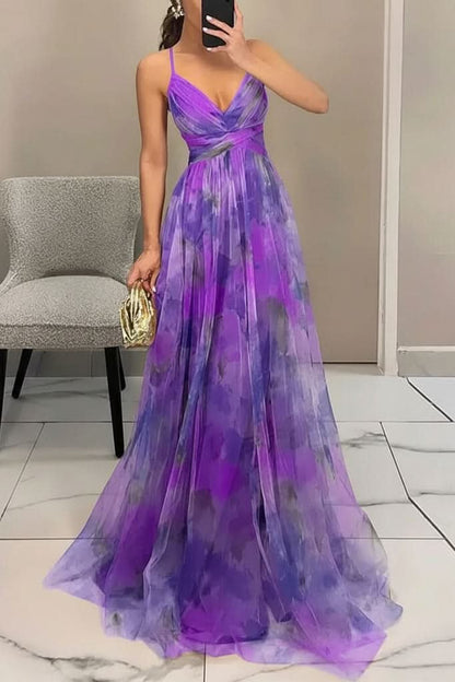 Mila | Maxikleid mit Aquarell-Blumenmuster und Tüllrock