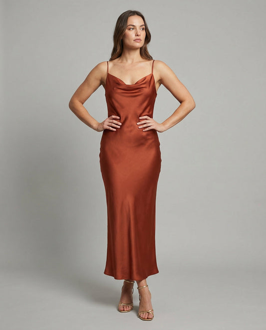 Elena | Elegantes Satinkleid mit verstellbaren Trägern