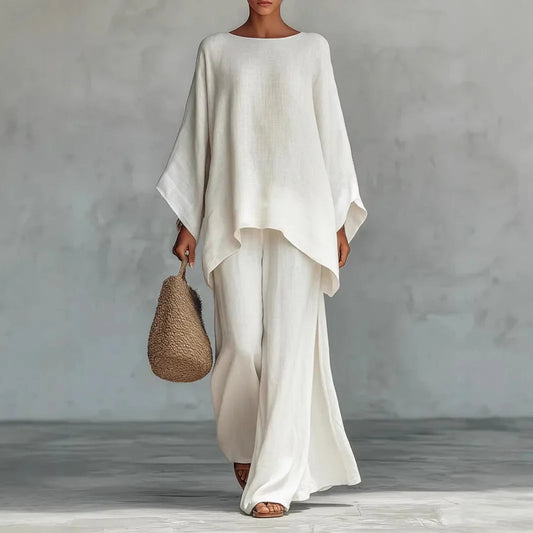 Sophie | Stilvolles zweiteiliges set mit asymmetrischem Oberteil