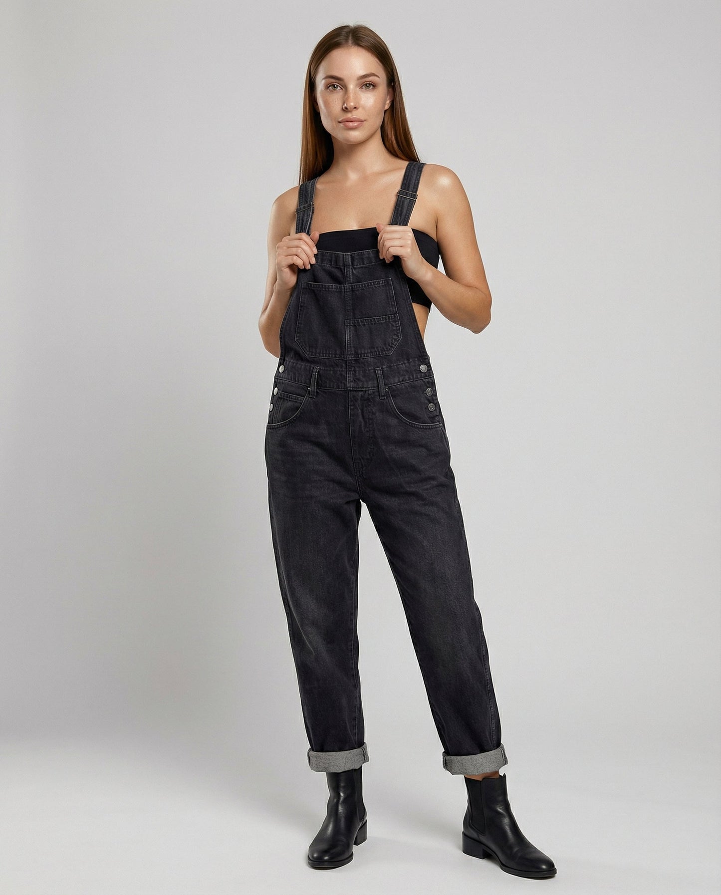 Clara | Stilvolle Jeans-Latzhose mit Cross-Back-Design