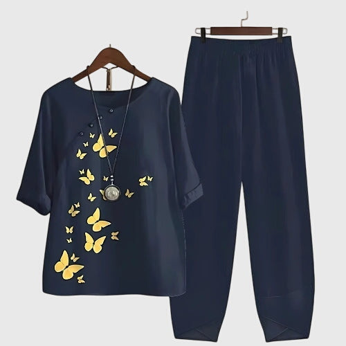 Luisa | Elegantes zweiteiliges Set mit künstlerischem Print