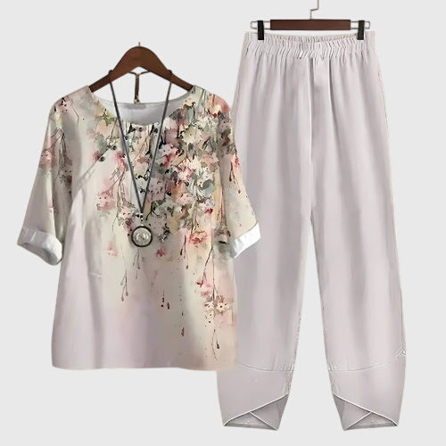Luisa | Elegantes zweiteiliges Set mit künstlerischem Print