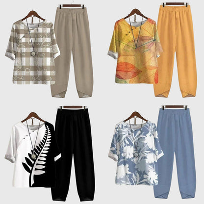 Luisa | Elegantes zweiteiliges Set mit künstlerischem Print