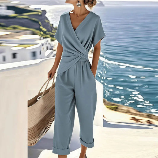 Valentina | Sommer-Set mit Wickelbluse und gerader Hose