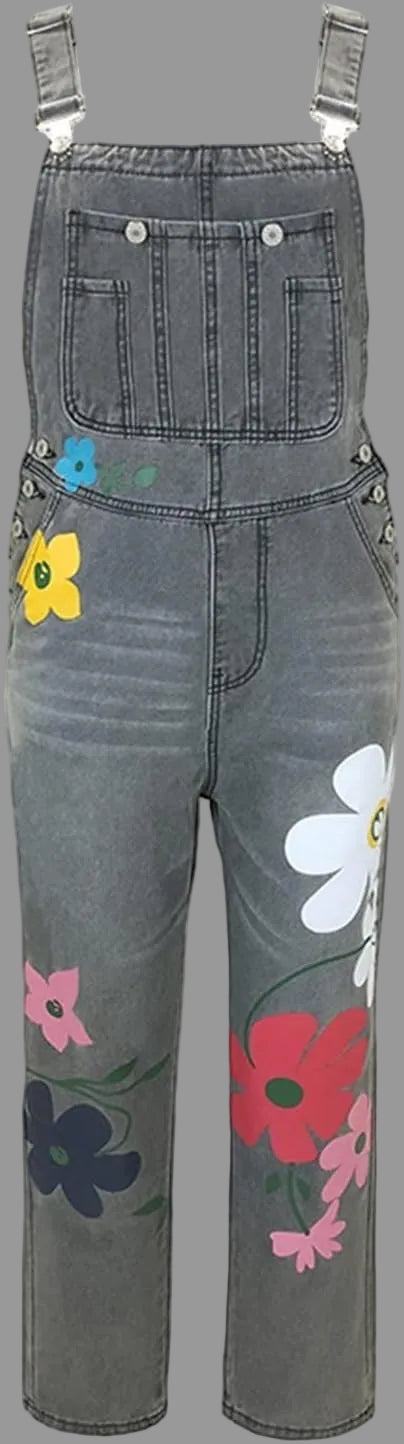 Petra | Kreative Denim-Latzhose mit floralen Vintage-Stickereien