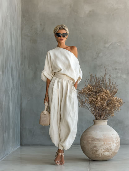 Jennifer | Elegantes und schulterfreies zweiteiliges Hosen-Set