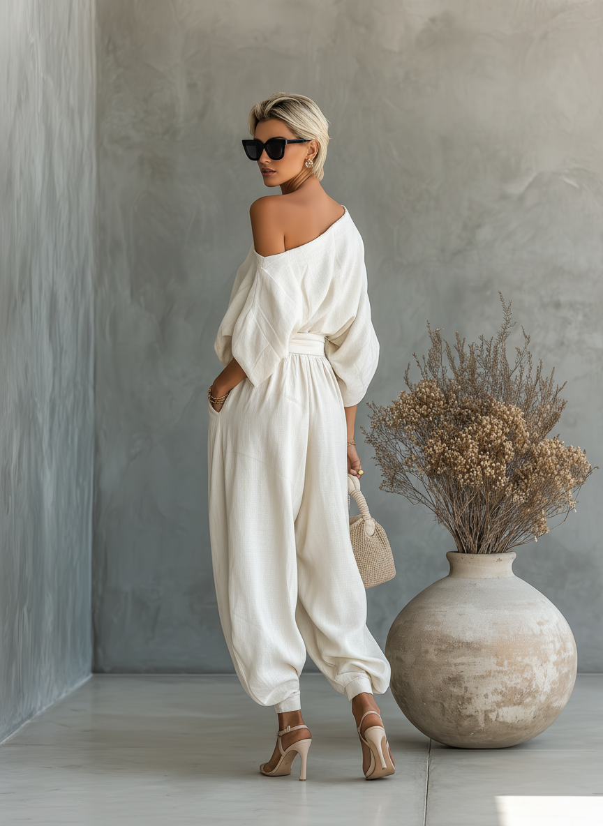 Jennifer | Elegantes und schulterfreies zweiteiliges Hosen-Set