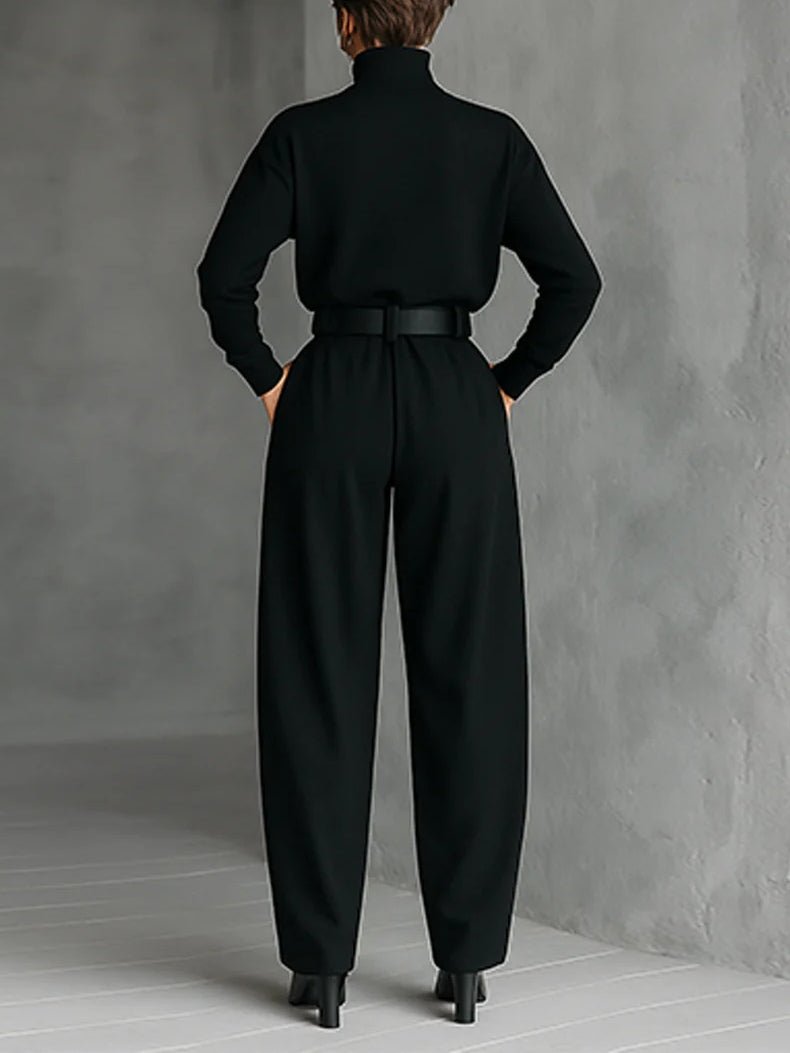 Sarah | Rollkragen-Zweiteiler mit Straight-Leg-Hose und Taillengürtel