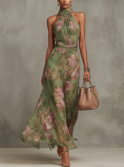 Livia | Maxikleid mit floralem Halter und elegantem Design