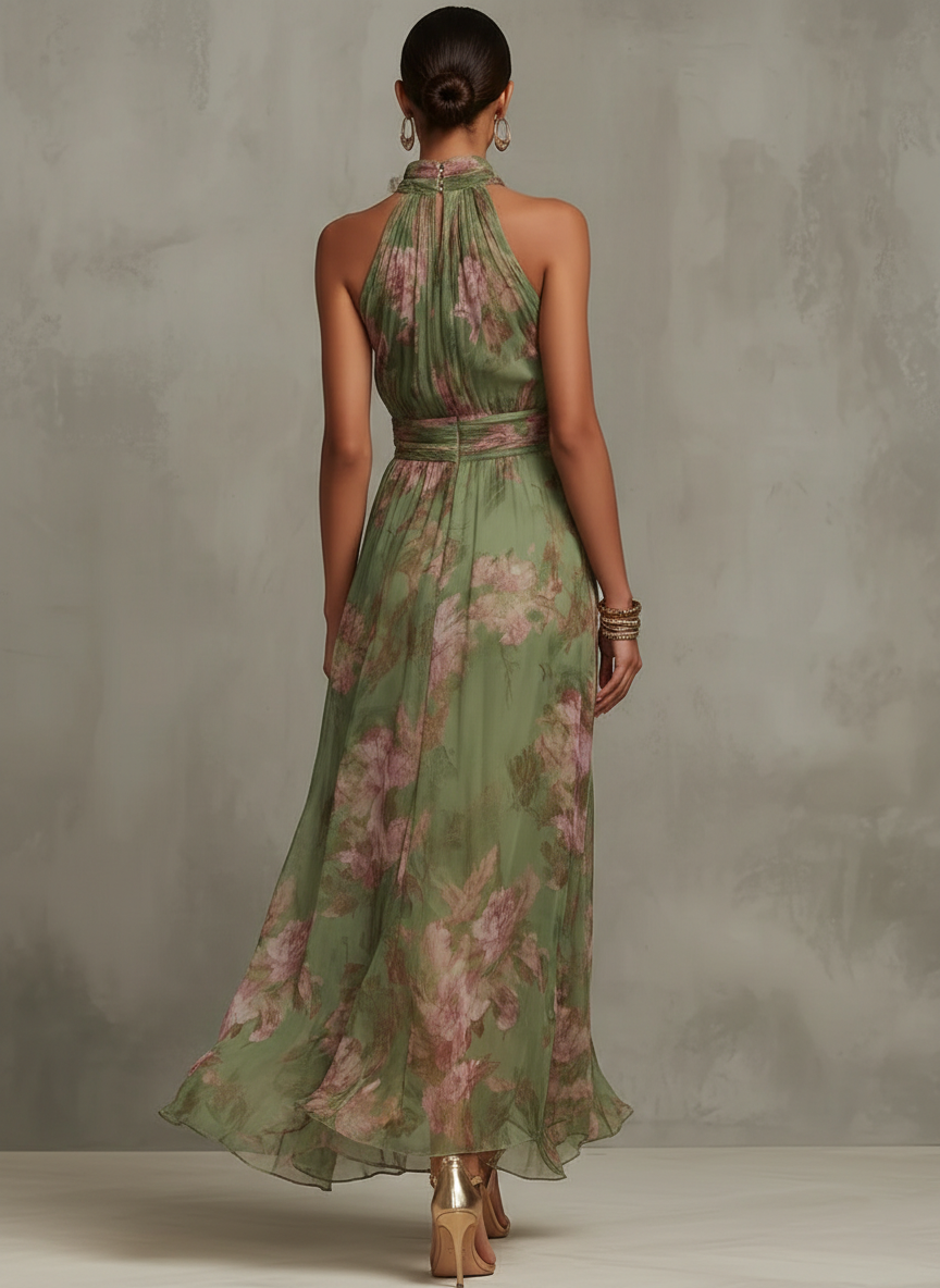 Livia | Maxikleid mit floralem Halter und elegantem Design
