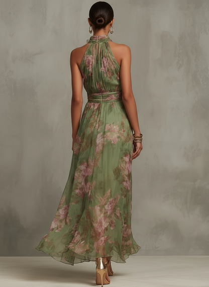 Livia | Maxikleid mit floralem Halter und elegantem Design