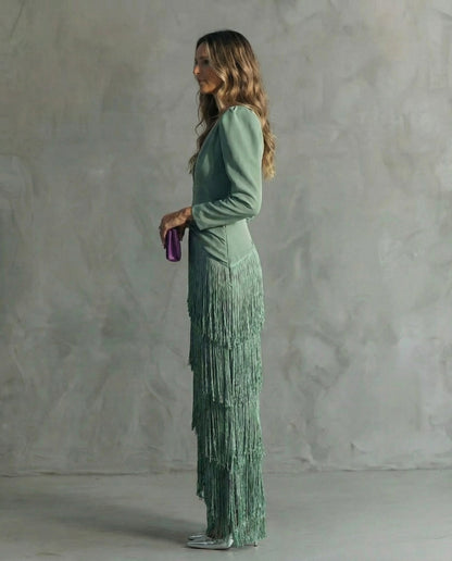 Chiara | Elegantes Kleid mit Fransenärmeln