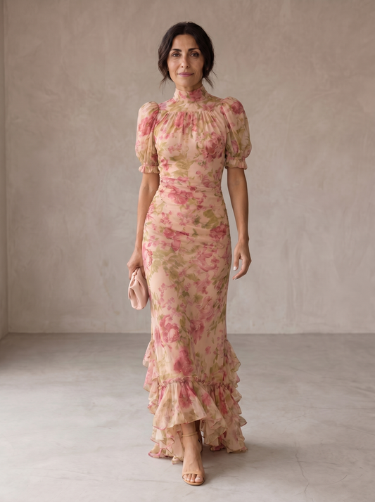 Rosario | Langes Blumenkleid aus Chiffon